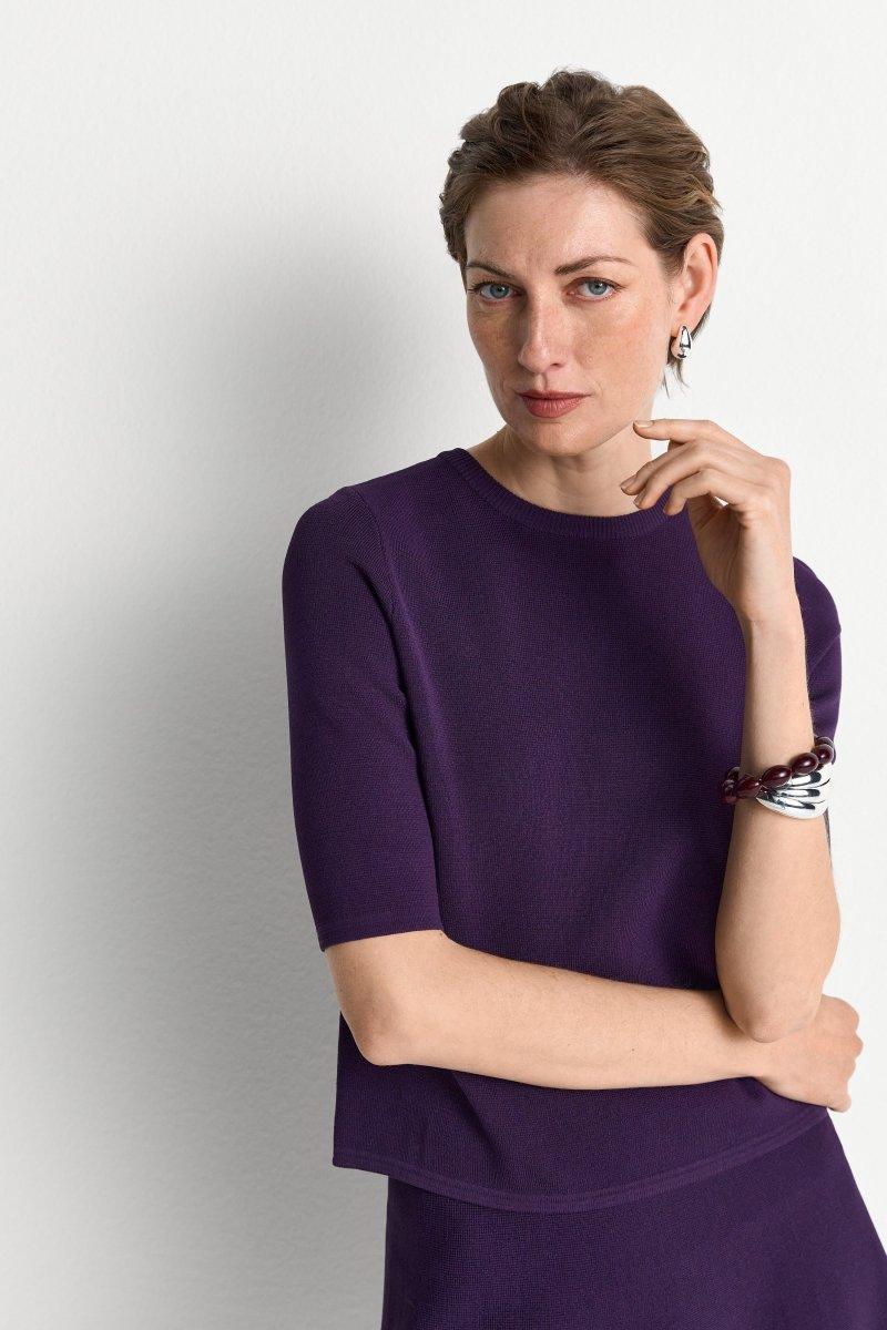 Kurzarm-Pullover mit Rippkragen