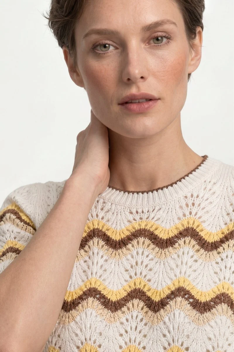 Kurzarm-Pullover mit Wellenmuster - Image 5