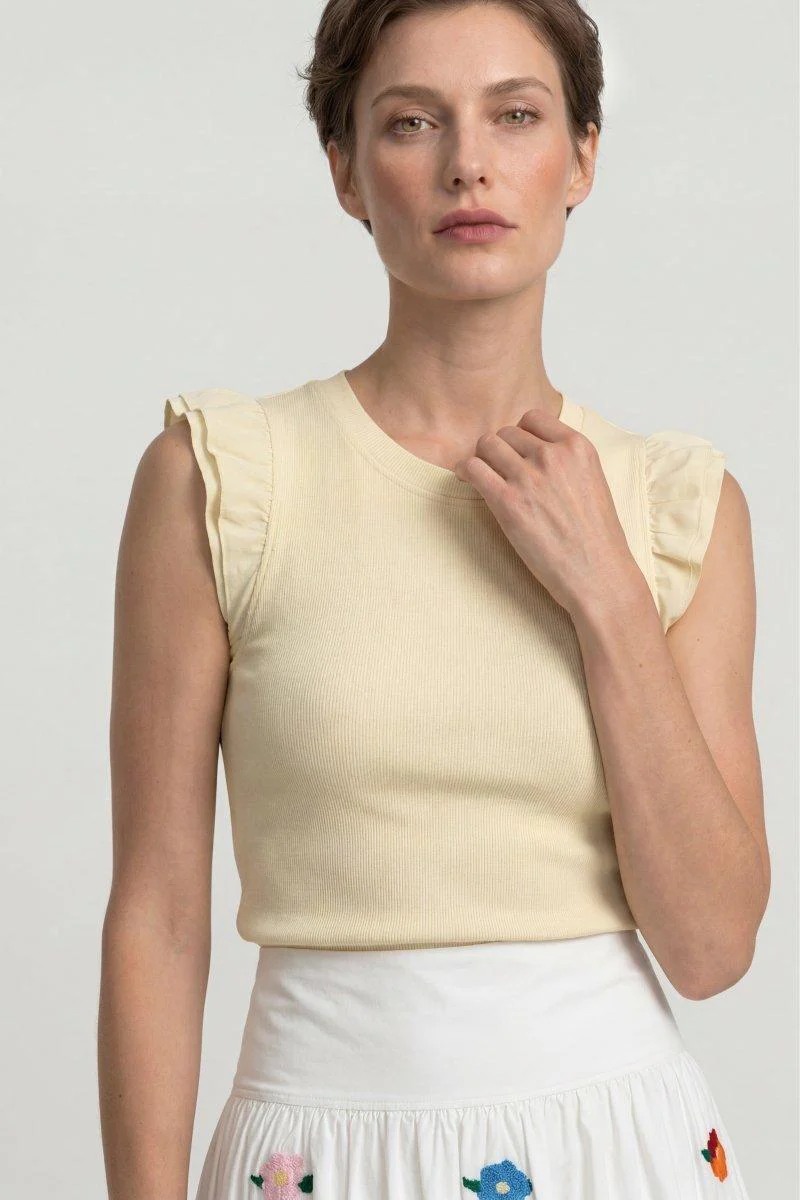 Organic Rib Volant Top