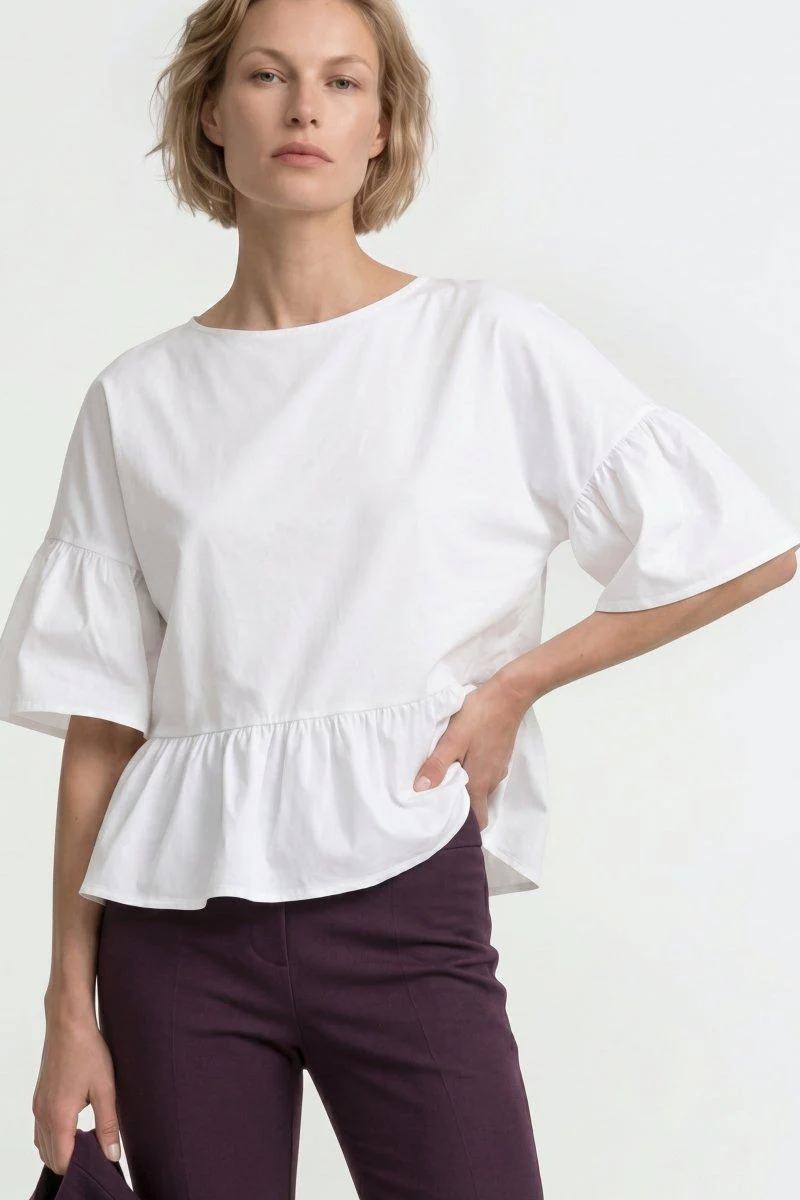 Baumwoll-Shirt mit Schößchen