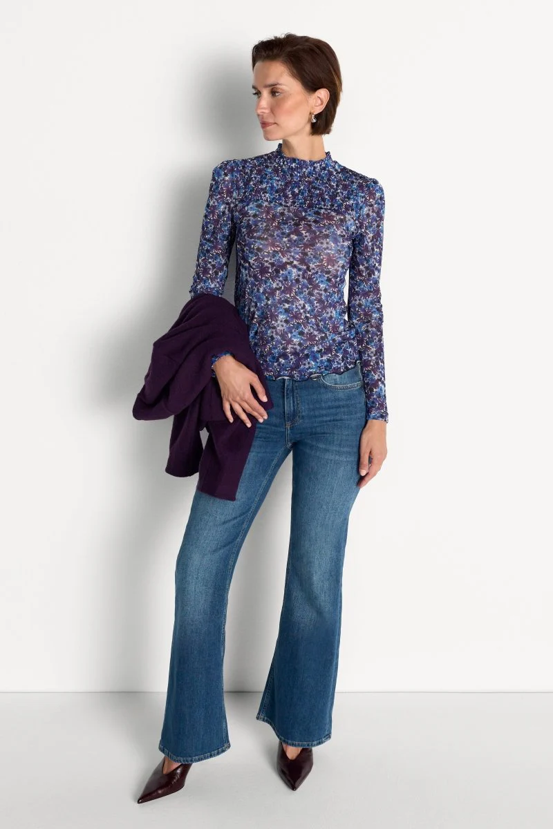 Mesh-Longsleeve mit Smokdetails - Image 2